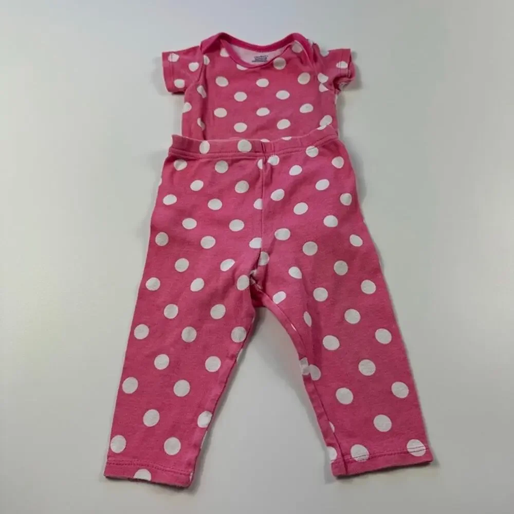 Gerber Baby Girls Polka Dot Onesie and Pants Set Pink White 3-9 Months